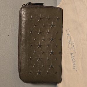 Jimmy Choo Leather Star Wallet Taupe/Gray